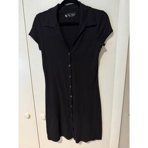 Tee Shop Black Collared Snap Up Dress Women's Medium